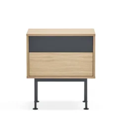 TEULAT Tables De Chevet Table De Chevet 2 Tiroirs En Bois Et Métal Gris Anthracite -Tables De Chevet Soldes table de chevet 2 tiroirs en bois et metal gris anthracite 4