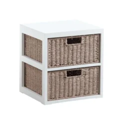 Aubry Gaspard Tables De Chevet Table De Chevet 2 Tiroirs En Bois Et Papier Cordé