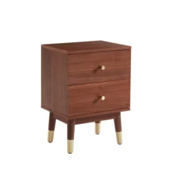 Drawer Tables De Chevet Table De Chevet 2 Tiroirs En Bois Foncé -Tables De Chevet Soldes table de chevet 2 tiroirs en bois fonce 2