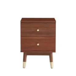Drawer Tables De Chevet Table De Chevet 2 Tiroirs En Bois Foncé