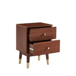 Drawer Tables De Chevet Table De Chevet 2 Tiroirs En Bois Foncé -Tables De Chevet Soldes table de chevet 2 tiroirs en bois fonce 3