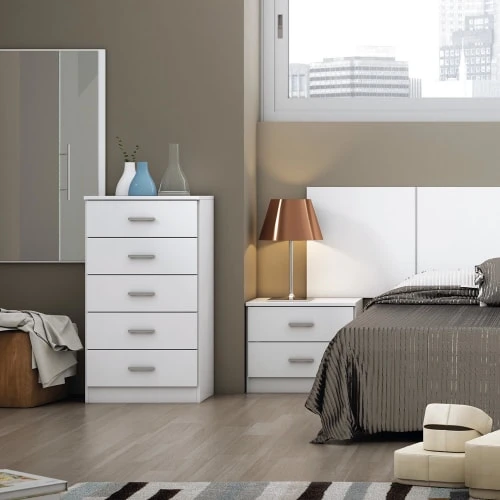 HOMN Tables De Chevet Table De Chevet 2 Tiroirs En Couleur Blanc 4 HOMN Tables De Chevet Table De Chevet 2 Tiroirs En Couleur Blanc – Image 2