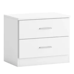 HOMN Tables De Chevet Table De Chevet Avec 2 Tiroirs En Blanc Et Bois -Tables De Chevet Soldes table de chevet 2 tiroirs en couleur blanc 6