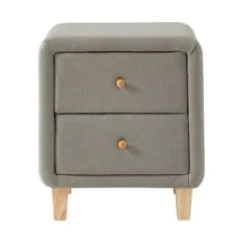 Homifab Tables De Chevet Table De Chevet 2 Tiroirs En Tissu Gris Clair