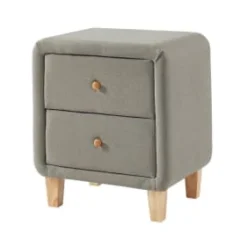 Homifab Tables De Chevet Table De Chevet 2 Tiroirs En Tissu Gris Clair -Tables De Chevet Soldes table de chevet 2 tiroirs en tissu gris clair 3