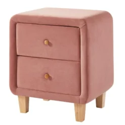 Homifab Tables De Chevet Table De Chevet 2 Tiroirs En Velours Rose Blush -Tables De Chevet Soldes table de chevet 2 tiroirs en velours rose blush 2