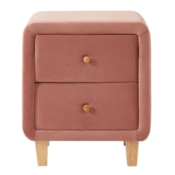 Homifab Tables De Chevet Table De Chevet 2 Tiroirs En Velours Rose Blush