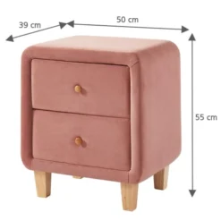 Homifab Tables De Chevet Table De Chevet 2 Tiroirs En Velours Rose Blush -Tables De Chevet Soldes table de chevet 2 tiroirs en velours rose blush 4
