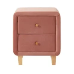 Homifab Tables De Chevet Table De Chevet 2 Tiroirs En Velours Rose Blush