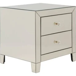 Kare Design Tables De Chevet Table De Chevet 2 Tiroirs En Verre Miroir Doré -Tables De Chevet Soldes table de chevet 2 tiroirs en verre miroir dore 4