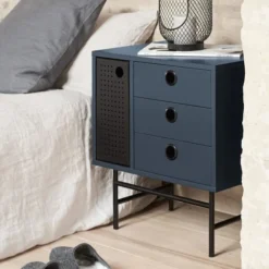 TEULAT Tables De Chevet Table De Chevet 2 Tiroirs Et 1 Porte En En Bleu Foncé Et Noir 9 TEULAT Tables De Chevet Table De Chevet 2 Tiroirs Et 1 Porte En En Bleu Foncé Et Noir -Tables De Chevet Soldes table de chevet 2 tiroirs et 1 porte en en bleu fonce et noir 1