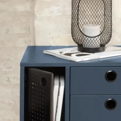 TEULAT Tables De Chevet Table De Chevet 2 Tiroirs Et 1 Porte En En Bleu Foncé Et Noir 10 TEULAT Tables De Chevet Table De Chevet 2 Tiroirs Et 1 Porte En En Bleu Foncé Et Noir -Tables De Chevet Soldes table de chevet 2 tiroirs et 1 porte en en bleu fonce et noir 2