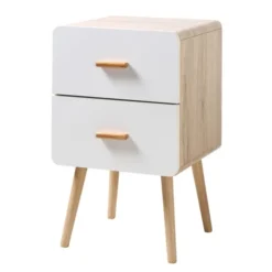 Casâme Tables De Chevet Table De Chevet 2 Tiroirs Façades Blanches H64.2 Cm