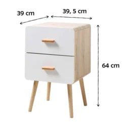 Casâme Tables De Chevet Table De Chevet 2 Tiroirs Façades Blanches H64.2 Cm -Tables De Chevet Soldes table de chevet 2 tiroirs facades blanches h64 2 cm 3