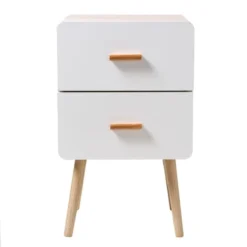 Casâme Tables De Chevet Table De Chevet 2 Tiroirs Façades Blanches H64.2 Cm -Tables De Chevet Soldes table de chevet 2 tiroirs facades blanches h64 2 cm 4