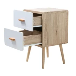 Casâme Tables De Chevet Table De Chevet 2 Tiroirs Façades Blanches H64.2 Cm -Tables De Chevet Soldes table de chevet 2 tiroirs facades blanches h64 2 cm 5