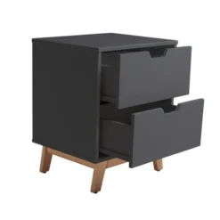 HOMN Tables De Chevet Table De Chevet 2 Tiroirs Gris, Mdf Laqué, Gris Anthracite 10 HOMN Tables De Chevet Table De Chevet 2 Tiroirs Gris, Mdf Laqué, Gris Anthracite -Tables De Chevet Soldes table de chevet 2 tiroirs gris mdf laque gris anthracite 2