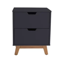 HOMN Tables De Chevet Table De Chevet 2 Tiroirs Gris, Mdf Laqué, Gris Anthracite 11 HOMN Tables De Chevet Table De Chevet 2 Tiroirs Gris, Mdf Laqué, Gris Anthracite -Tables De Chevet Soldes table de chevet 2 tiroirs gris mdf laque gris anthracite 3