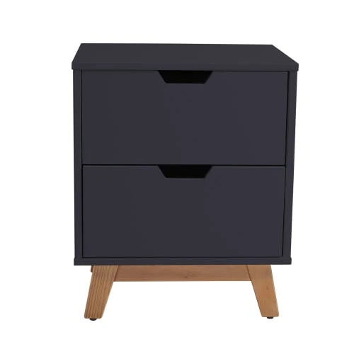 HOMN Tables De Chevet Table De Chevet 2 Tiroirs Gris, Mdf Laqué, Gris Anthracite 6 HOMN Tables De Chevet Table De Chevet 2 Tiroirs Gris, Mdf Laqué, Gris Anthracite – Image 4