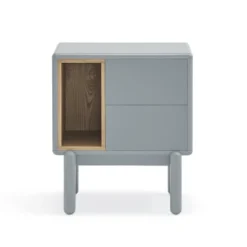 TEULAT Tables De Chevet Table De Chevet 2 Tiroirs Gris Perle -Tables De Chevet Soldes table de chevet 2 tiroirs gris perle 2