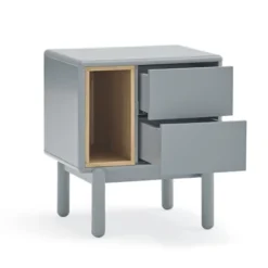 TEULAT Tables De Chevet Table De Chevet 2 Tiroirs Gris Perle -Tables De Chevet Soldes table de chevet 2 tiroirs gris perle 3