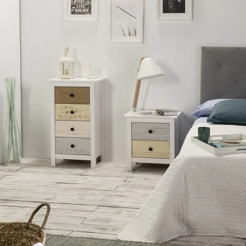 HOMN Tables De Chevet Table De Chevet 2 Tiroirs Multicolors 4 HOMN Tables De Chevet Table De Chevet 2 Tiroirs Multicolors – Image 2