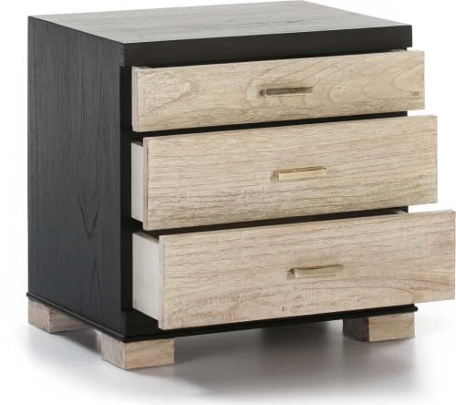 Thai Natura Tables De Chevet Table De Chevet 3 Tiroirs Cérusés Blanc Structure Noir 4 Thai Natura Tables De Chevet Table De Chevet 3 Tiroirs Cérusés Blanc Structure Noir – Image 2