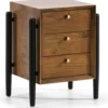 Thai Natura Tables De Chevet Table De Chevet 3 Tiroirs En Bois Foncé Et Doré -Tables De Chevet Soldes table de chevet 3 tiroirs en bois fonce et dore