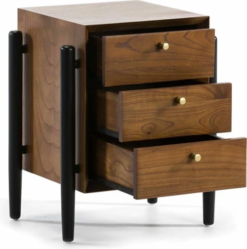 Thai Natura Tables De Chevet Table De Chevet 3 Tiroirs En Bois Foncé Et Doré 5 Thai Natura Tables De Chevet Table De Chevet 3 Tiroirs En Bois Foncé Et Doré – Image 3
