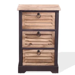 Mobili Rebecca Tables De Chevet Table De Chevet 3 Tiroirs En Bois Naturel Et Noir