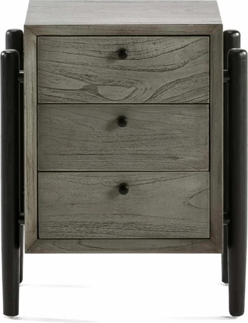 Thai Natura Tables De Chevet Table De Chevet 3 Tiroirs En Bois Teinté Gris Et Doré 4 Thai Natura Tables De Chevet Table De Chevet 3 Tiroirs En Bois Teinté Gris Et Doré – Image 2