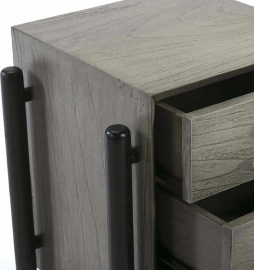 Thai Natura Tables De Chevet Table De Chevet 3 Tiroirs En Bois Teinté Gris Et Doré 6 Thai Natura Tables De Chevet Table De Chevet 3 Tiroirs En Bois Teinté Gris Et Doré – Image 4