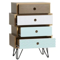 HOMN Tables De Chevet Table De Chevet 4 Tiroirs, Couleur Chêne, Pieds En Métal En Noir 10 HOMN Tables De Chevet Table De Chevet 4 Tiroirs, Couleur Chêne, Pieds En Métal En Noir -Tables De Chevet Soldes table de chevet 4 tiroirs couleur chene pieds en metal en noir 2