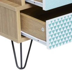 HOMN Tables De Chevet Table De Chevet 4 Tiroirs, Couleur Chêne, Pieds En Métal En Noir 12 HOMN Tables De Chevet Table De Chevet 4 Tiroirs, Couleur Chêne, Pieds En Métal En Noir -Tables De Chevet Soldes table de chevet 4 tiroirs couleur chene pieds en metal en noir 4