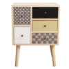Mobili Rebecca Tables De Chevet Table De Chevet 5 Tiroirs En Bois De Paulownia Et MDF Multicolore -Tables De Chevet Soldes table de chevet 5 tiroirs en bois de paulownia et mdf multicolore