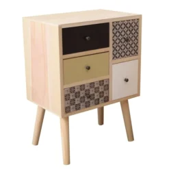 Mobili Rebecca Tables De Chevet Table De Chevet 5 Tiroirs En Bois De Paulownia Et MDF Multicolore 11 Mobili Rebecca Tables De Chevet Table De Chevet 5 Tiroirs En Bois De Paulownia Et MDF Multicolore -Tables De Chevet Soldes table de chevet 5 tiroirs en bois de paulownia et mdf multicolore 3