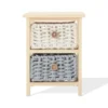 Mobili Rebecca Tables De Chevet Table De Chevet à 2 Tiroirs En Pin Tressé Et Coton Beige Et Gris -Tables De Chevet Soldes table de chevet a 2 tiroirs en pin tresse et coton beige et gris