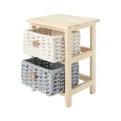 Mobili Rebecca Tables De Chevet Table De Chevet à 2 Tiroirs En Pin Tressé Et Coton Beige Et Gris 11 Mobili Rebecca Tables De Chevet Table De Chevet à 2 Tiroirs En Pin Tressé Et Coton Beige Et Gris -Tables De Chevet Soldes table de chevet a 2 tiroirs en pin tresse et coton beige et gris 3