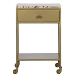 Bepurehome Tables De Chevet Table De Chevet à Roulettes En Marbre Doré