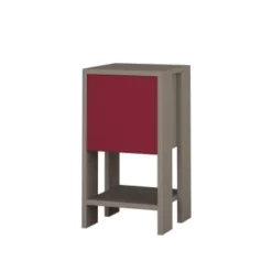 Toilinux Tables De Chevet Table De Chevet Avec 1 Porte Bordeaux Et Taupe -Tables De Chevet Soldes table de chevet avec 1 porte bordeaux et taupe 5