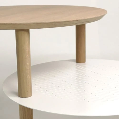 DIZY Design Tables De Chevet Good Is Beautiful Table De Chevet Avec 2 Plateaux Décalés En Chêne & Métal Blanc 5 DIZY Design Tables De Chevet Good Is Beautiful Table De Chevet Avec 2 Plateaux Décalés En Chêne & Métal Blanc – Image 3