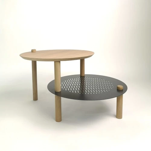 DIZY Design Tables De Chevet Good Is Beautiful Table De Chevet Avec 2 Plateaux Décalés En Chêne & Métal Noir 4 DIZY Design Tables De Chevet Good Is Beautiful Table De Chevet Avec 2 Plateaux Décalés En Chêne & Métal Noir – Image 2