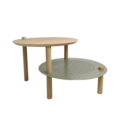 DIZY Design Tables De Chevet Good Is Beautiful Table De Chevet Avec 2 Plateaux Décalés En Chêne & Métal Vert 3 DIZY Design Tables De Chevet Good Is Beautiful Table De Chevet Avec 2 Plateaux Décalés En Chêne & Métal Vert