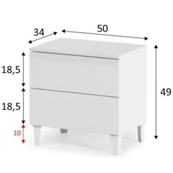 HOMN Tables De Chevet Table De Chevet Avec 2 Tiroirs Couleur Blanc Brillant -Tables De Chevet Soldes table de chevet avec 2 tiroirs couleur blanc brillant 2