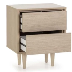 HOMN Tables De Chevet Table De Chevet Avec 2 Tiroirs Couleur Chêne -Tables De Chevet Soldes table de chevet avec 2 tiroirs couleur chene 2