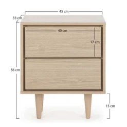 HOMN Tables De Chevet Table De Chevet Avec 2 Tiroirs Couleur Chêne -Tables De Chevet Soldes table de chevet avec 2 tiroirs couleur chene 3