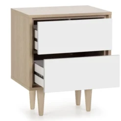 HOMN Tables De Chevet Table De Chevet Avec 2 Tiroirs Couleur Chêne/blanc 10 HOMN Tables De Chevet Table De Chevet Avec 2 Tiroirs Couleur Chêne/blanc -Tables De Chevet Soldes table de chevet avec 2 tiroirs couleur chene blanc 2