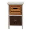Mobili Rebecca Tables De Chevet Table De Chevet Avec 2 Tiroirs En Blanc Et Bois Brun -Tables De Chevet Soldes table de chevet avec 2 tiroirs en blanc et bois brun