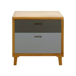 Mobili Rebecca Tables De Chevet Table De Chevet Avec 2 Tiroirs En Bois Brun Et Gris