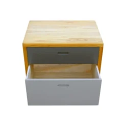 Mobili Rebecca Tables De Chevet Table De Chevet Avec 2 Tiroirs En Bois Brun Et Gris -Tables De Chevet Soldes table de chevet avec 2 tiroirs en bois brun et gris 3